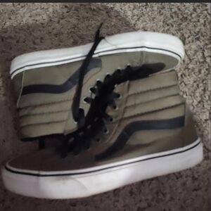 Vans Men's Olive and Black High-Top Sneakers